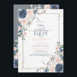 50:e födelsedag Dusty Blue  Rosa Guld Blommigt Inbjudningar<br><div class="desc">Fira din 50-årsdag i stil med denna vackra 50-dagars Dusty Blue Rosa Guld-inbjudan till Blommigt! Med elegant, dammig blått och blommigt för rosa och botaniskt grönt inslag, är det säkert att den här inbjudan kommer att blända dina gäster. Dessutom kan du anpassa detaljerna i party med hjälp av modern handskriven...</div>