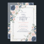50:e födelsedag Dusty Blue  Rosa Guld Blommigt Inbjudningar<br><div class="desc">Fira din 50-årsdag i stil med denna vackra 50-dagars Dusty Blue Rosa Guld-inbjudan till Blommigt! Med elegant, dammig blått och blommigt för rosa och botaniskt grönt inslag, är det säkert att den här inbjudan kommer att blända dina gäster. Dessutom kan du anpassa detaljerna i party med hjälp av modern handskriven...</div>