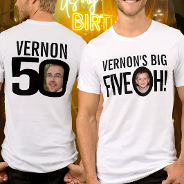 50:e födelsedag, eget namn, svart, vitt t shirt