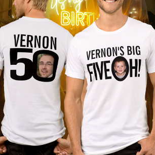 50:e födelsedag, eget namn, svart, vitt t shirt