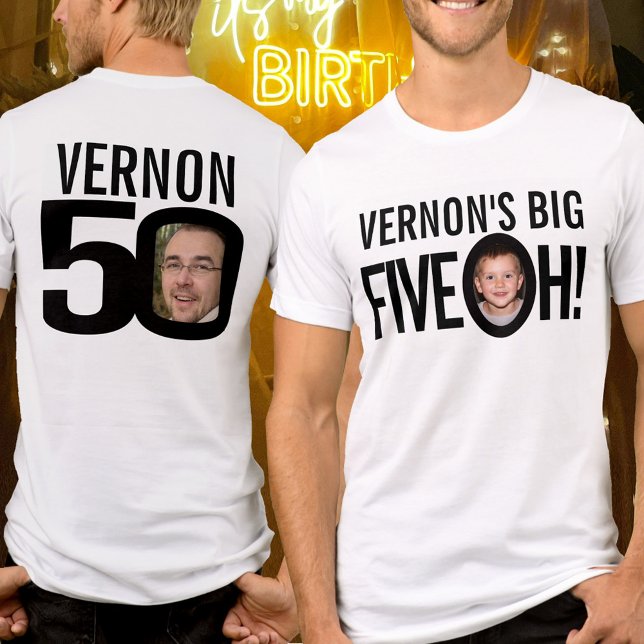 50:e födelsedag, eget namn, svart, vitt t shirt (Skapare uppladdad)