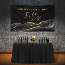 50:e födelsedag Elegant Black Guld Agate Banner
