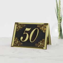 50:e födelsedag eller årsdag Regal Guld och Black Kort