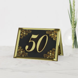 50:e födelsedag eller årsdag Regal Guld och Black Kort