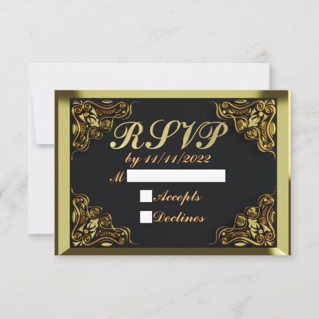 50:e födelsedag eller årsdag Regal Guld och Black OSA Kort (Framsida)