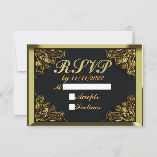 50:e födelsedag eller årsdag Regal Guld och Black OSA Kort