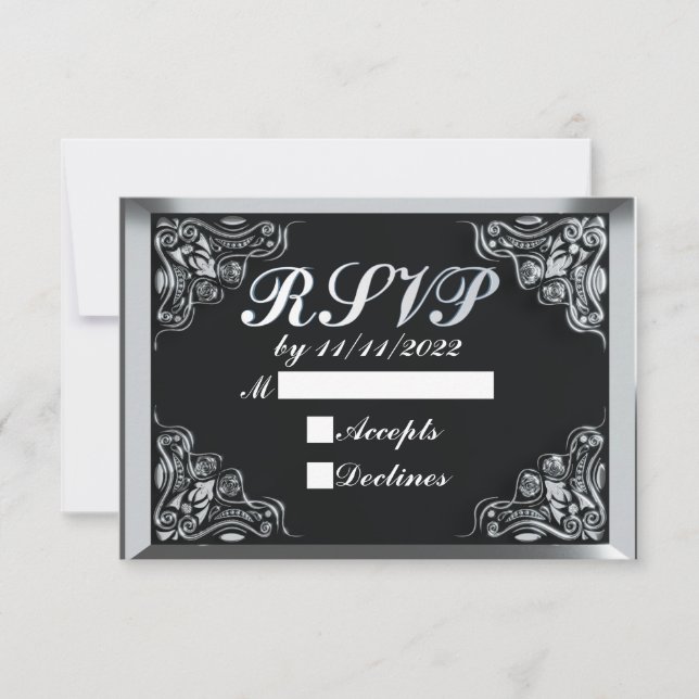 50:e födelsedag eller årsdag Regal Silver Black OSA Kort (Framsida)