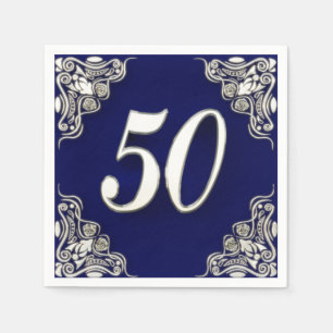 50:e födelsedag eller årsdag Regal Silver Blue Pappersservett