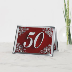 50:e födelsedag eller årsdag Regal Silver och Red Kort