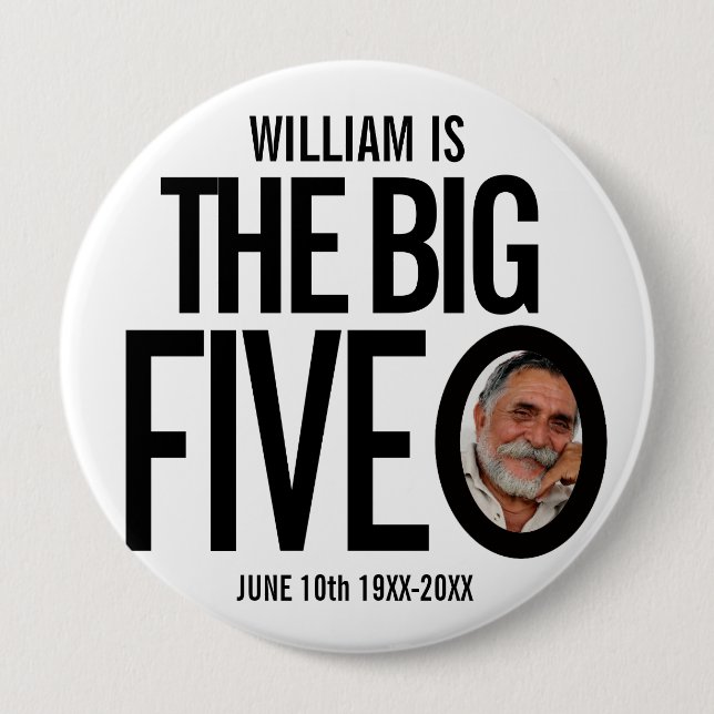 50:e födelsedag, en anpassningsbar av de fem stora knapp (Framsida)