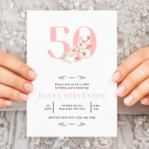 50:e födelsedag Enkel Elegant för Rosa och vit Blo