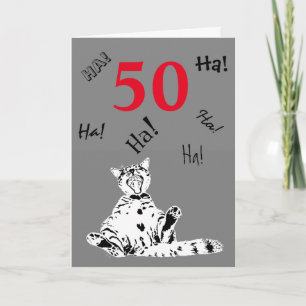 50:e födelsedag Fåniget Laughing Funny Cat Kort