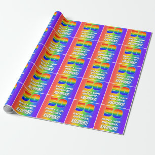 50:e födelsedag: Färgfull, Roligt Rainbow Mönster  Presentpapper