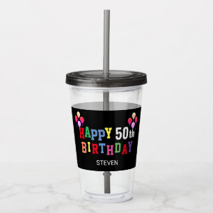 50:e födelsedag - färgstarka bubblor, Personlig Take Away Mugg