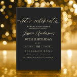 50:e födelsedag för minsta svarta Guld Inbjudningar<br><div class="desc">Firar att du vrider 50 i stil med en minimalistisk skript, svart och Guld födelsedagsinbjudan! Den här inbjudan innehåller eleganta svarta och guld-accenter, elegant-manustypografi och en ren, modern design, och anger tonen för ett sofistikerat firande. Perfekt för vilken plats som helst, från chic till intima sammankomster, kombinerar tidlös elegans med...</div>