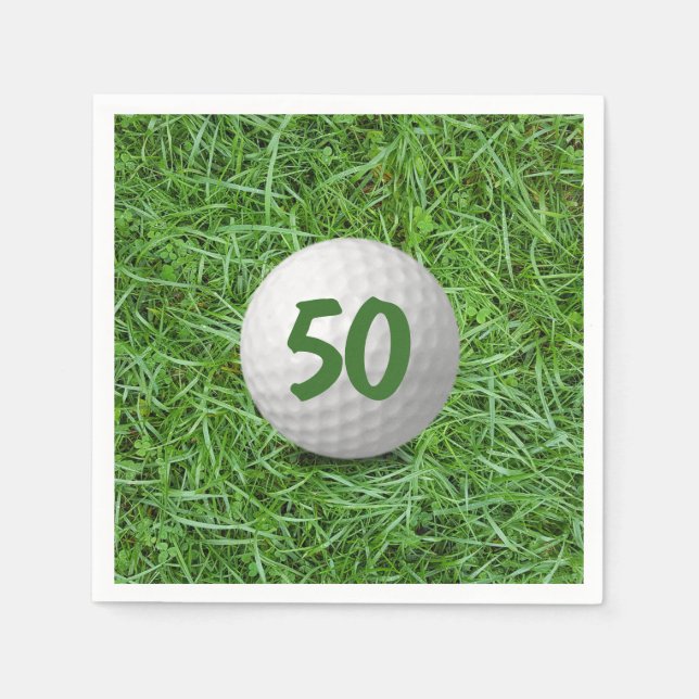 50:e födelsedag Golf Boll på grassblöjor Pappersservett (Framsidan)