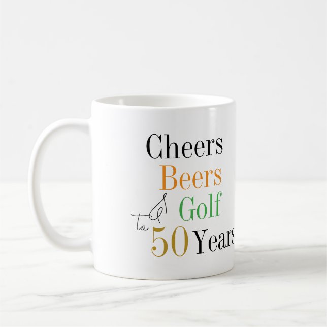 50:e födelsedag Golf Cheers Öl Minimal Kaffemugg (Vänster)