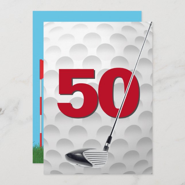 50:e födelsedag Golf-Temapartyet Inbjudningar (Fram/baksida)