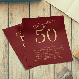 50:e födelsedag Guld Burgundys budgetinbjudan Flygblad