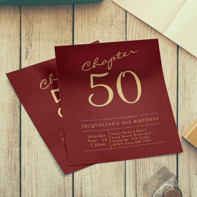 50:e födelsedag Guld Burgundys budgetinbjudan Flygblad (Skapare uppladdad)