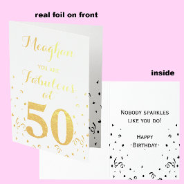 50:e födelsedag Guld Foil Fabulous vid 50 Folierat Kort