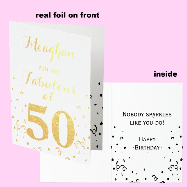 50:e födelsedag Guld Foil Fabulous vid 50 Folierat Kort (Skapare uppladdad)