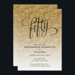 50:e födelsedag Guld Glitter inbjudan<br><div class="desc">Trendiget guld ombre glitter födelsedagsfest inbjudan har faux guld sparkly glitter och en typografisk rubrik för skript i finare. Lägg till anpassningsbarna med hjälp av mallformuläret. Ytterligare alternativ för text och layout är tillgängliga om du väljer att anpassa ytterligare.</div>