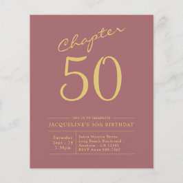 50:e födelsedag Guld Rosa budgetinbjudan Flygblad