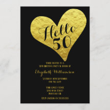 50:e födelsedag Hej 50 svart | Faux Guld Heart