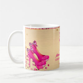 50:e födelsedag Högklackar Guld Rosa Glittery Glam Kaffemugg