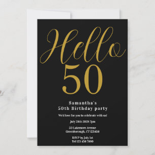 50:e födelsedag i Black Guld Chic Birthday Inbjudningar
