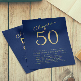 50:e födelsedag i Guld-blåa budgetinbjudan Flygblad
