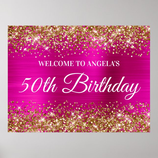 50:e födelsedag i guld Glitter Poster (Framsidan)