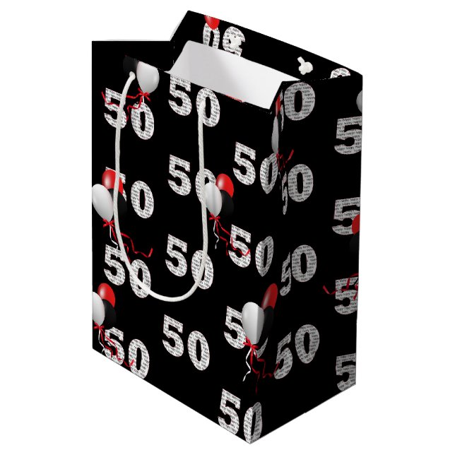 50:e födelsedag i lycklig Medium Gift Bag (Baksidan Vinklad)