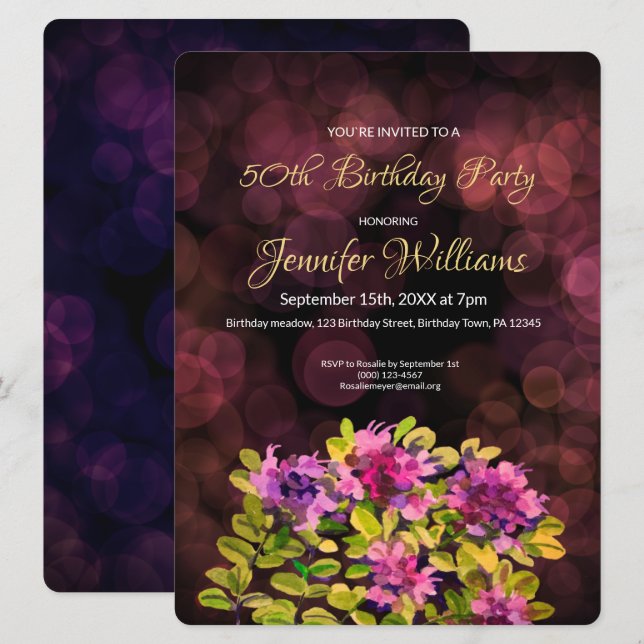 50:e födelsedag - inbjudan (Fram/baksida)