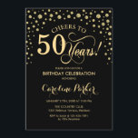 50:e Födelsedag Inbjudan - Svart Guld<br><div class="desc">50:e Födelsedagsfest inbjudan.
 Utformning av Eleganten med faux glitter guld och svart. Skål för 50 år! Meddelande mig om du behöver ytterligare anpassning.</div>