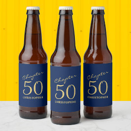 50:e födelsedag Kapitel 50 Blue Guld Ölflaska Etikett