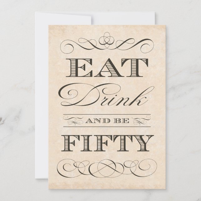 50:e födelsedag Katt i Party, ät och var FEMY Inbjudningar (Framsida)