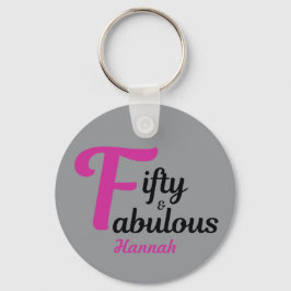 50:e födelsedag Lycklig 50:e Rosa-dekoration Nyckelring
