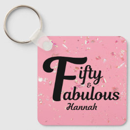 50:e födelsedag Lycklig 50:e Rosa-dekoration Nyckelring