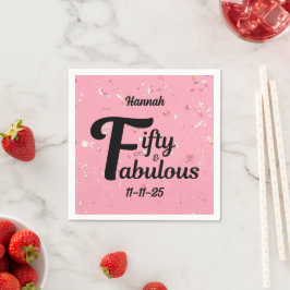 50:e födelsedag Lycklig 50:e Rosa-dekoration Pappersservett