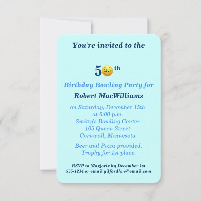 50:e födelsedag Lycklig-Ansikte-inbjudan Inbjudningar (Framsida)