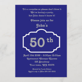 50:e,Födelsedag Man,Party Man,alla åldrar,Navy,sil Inbjudningar