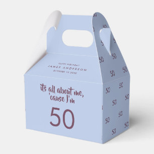 50:e födelsedag med blå elegant, modern favoritrut presentaskar