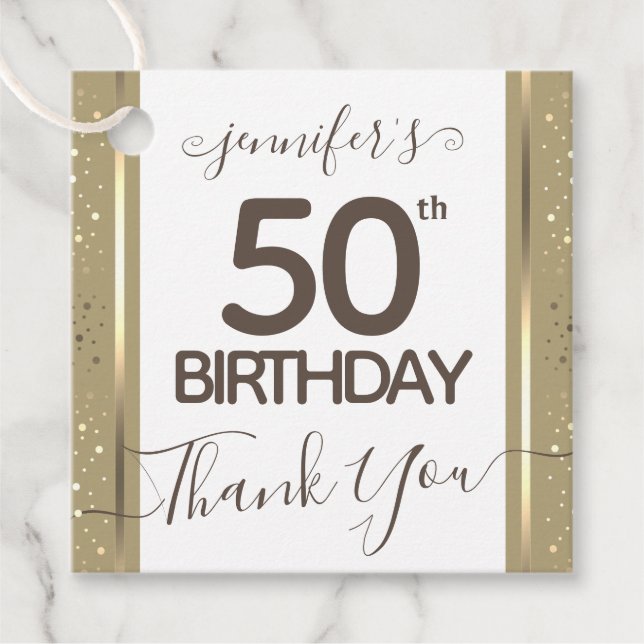 50:e födelsedag med Guld Elegant Gåvor Etiketter (Framsida)
