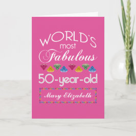 50:e födelsedag Mest Fabulous Gems Raspberry Rosa Kort