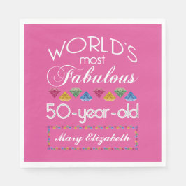 50:e födelsedag Mest Fabulous Gems Raspberry Rosa Pappersservett