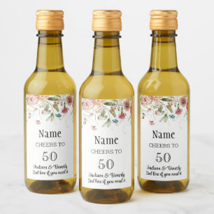 50:e födelsedag Mini-Blommigten - fortfarande livs Vinetikett