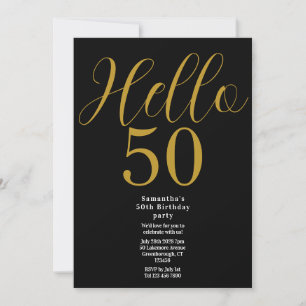 50:e födelsedag Modern Black Guld födelsedag Inbjudningar