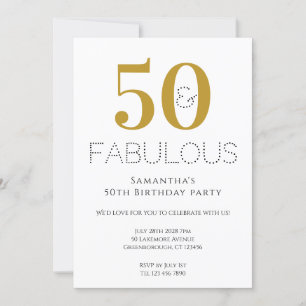 50:e födelsedag Modern Guld Party-inbjudan Inbjudningar